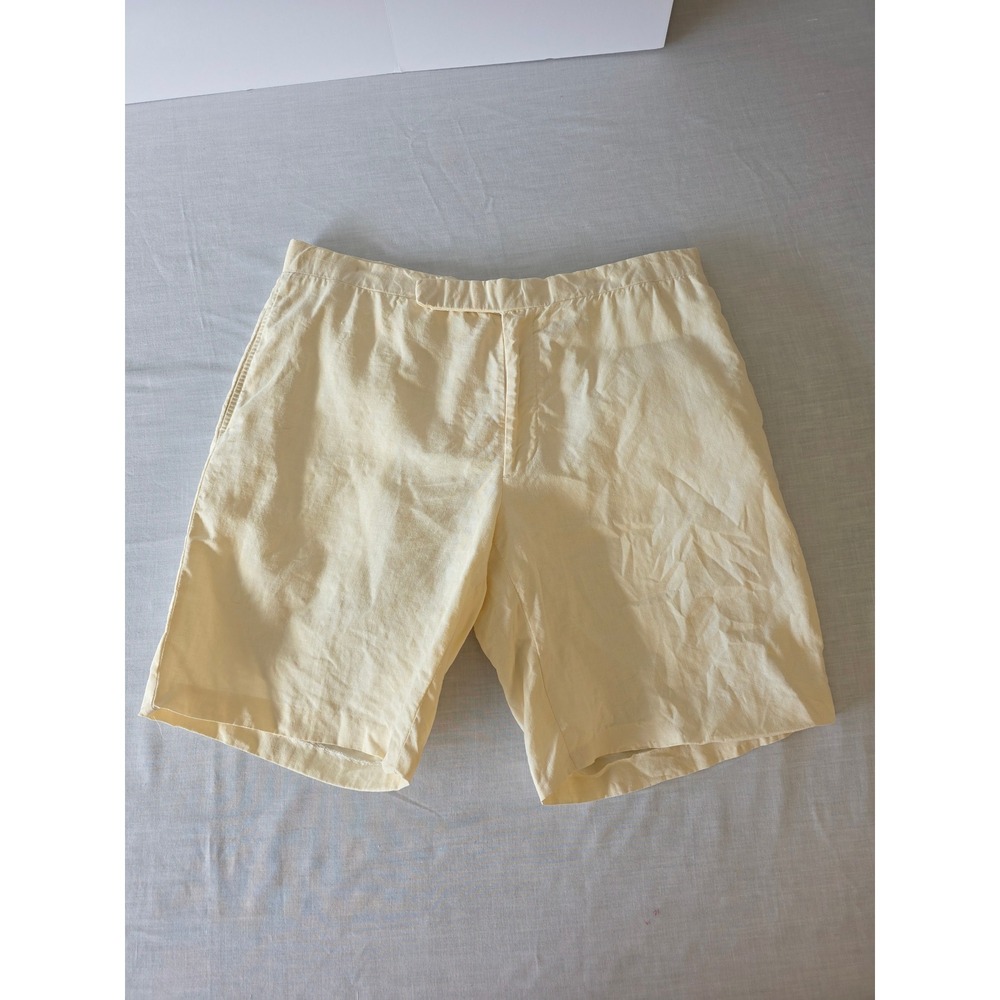 Ralph Lauren Purple Label Linen Shorts Buckle Back Italy 36 Cream Luxury